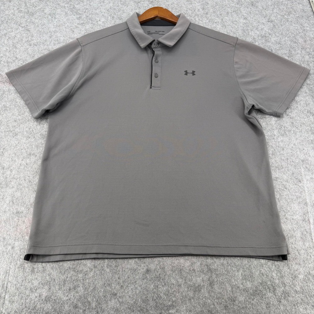 Under Armour HeatGear Mens Gray Striped Short Sleeve Polo Shirt Size 2XL